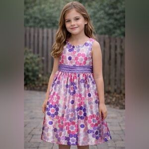 Ashley Ann Dress Polka Dot Pink-purple-white Sz 6 Birthday Party Easter Sunday